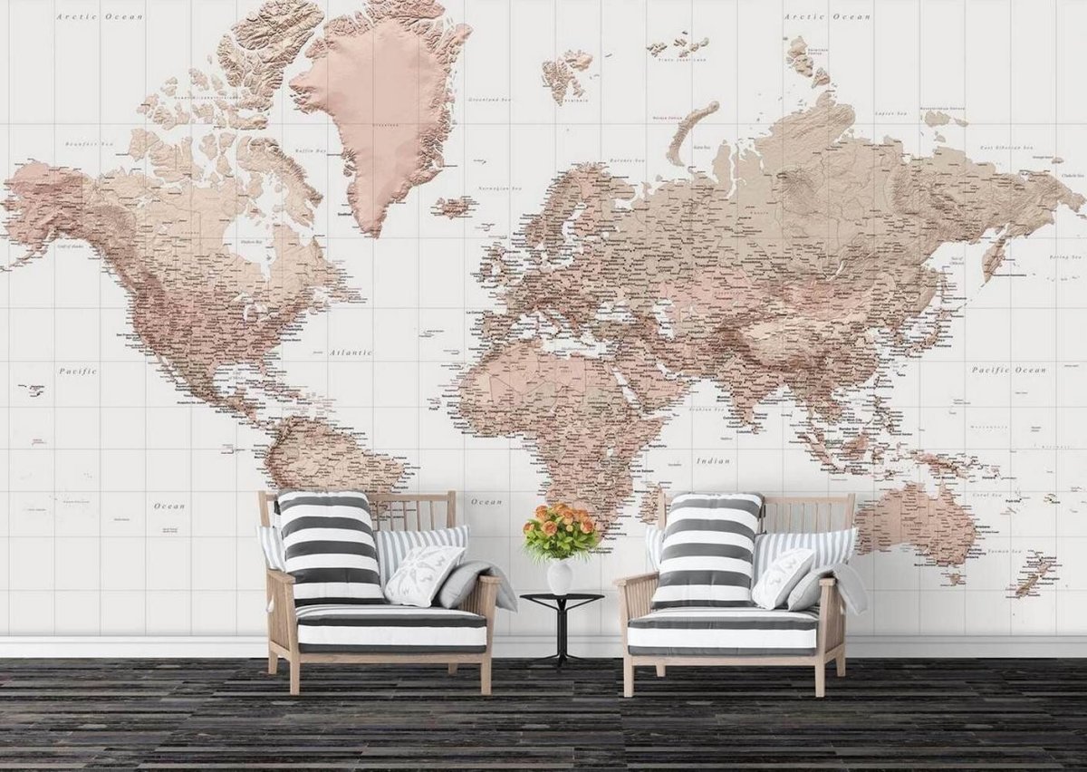 Карта мира Wall decoration Brown