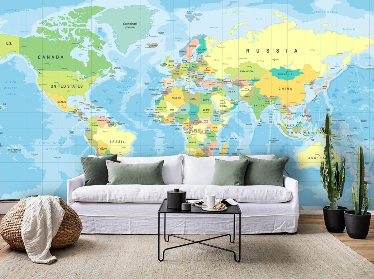 Красивая карта мира на стену