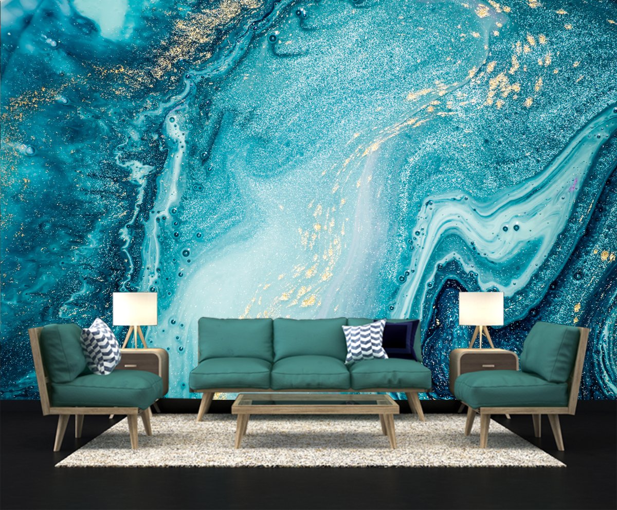 Фреска мрамор голубой