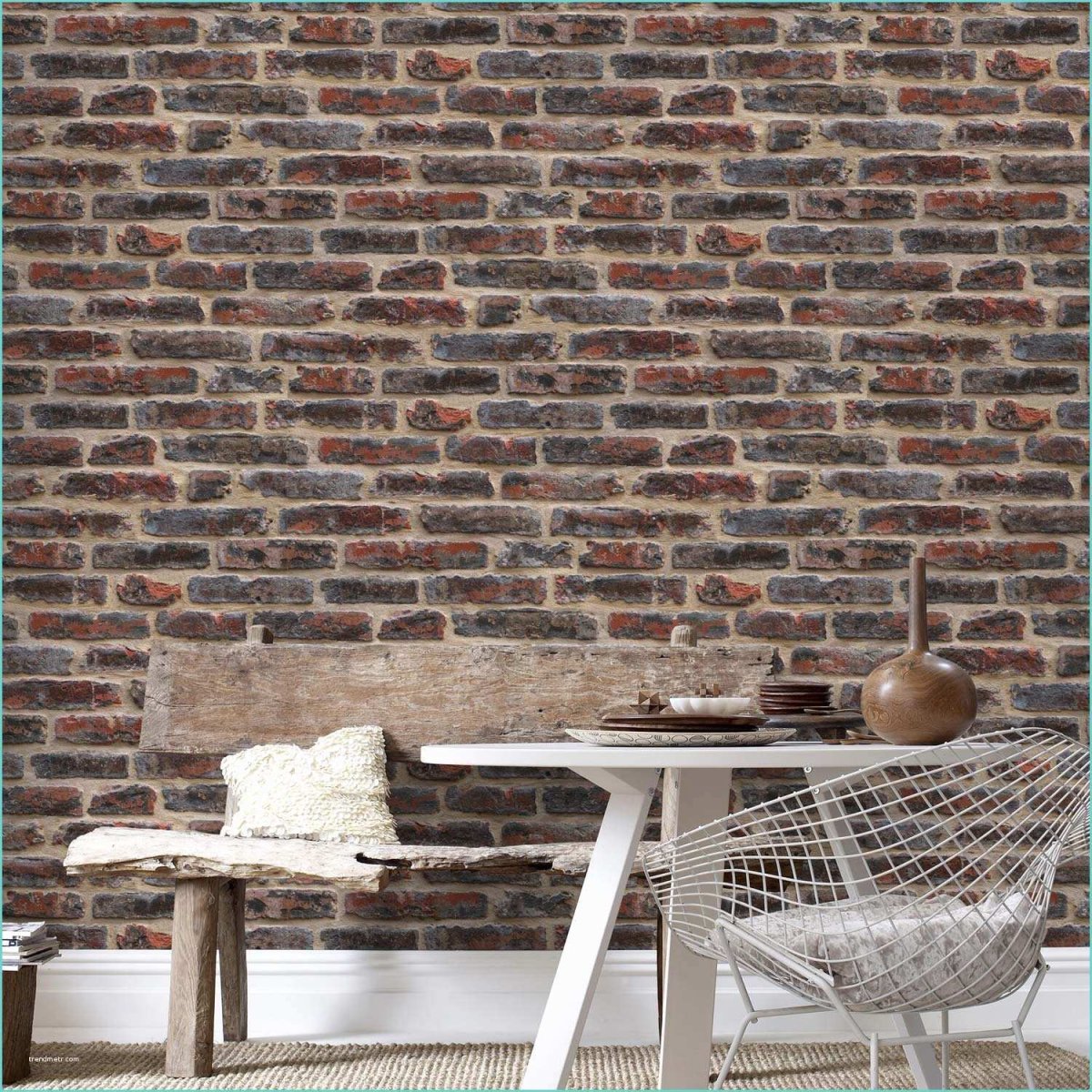 Фактурные обои для стен под кирпич