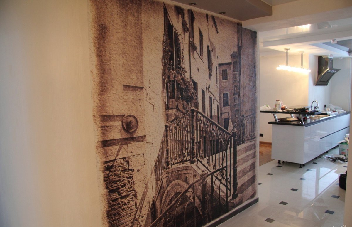 Фреска в интерьере кухни коридора