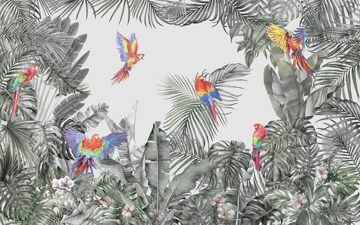 Панно Affresco попугаи