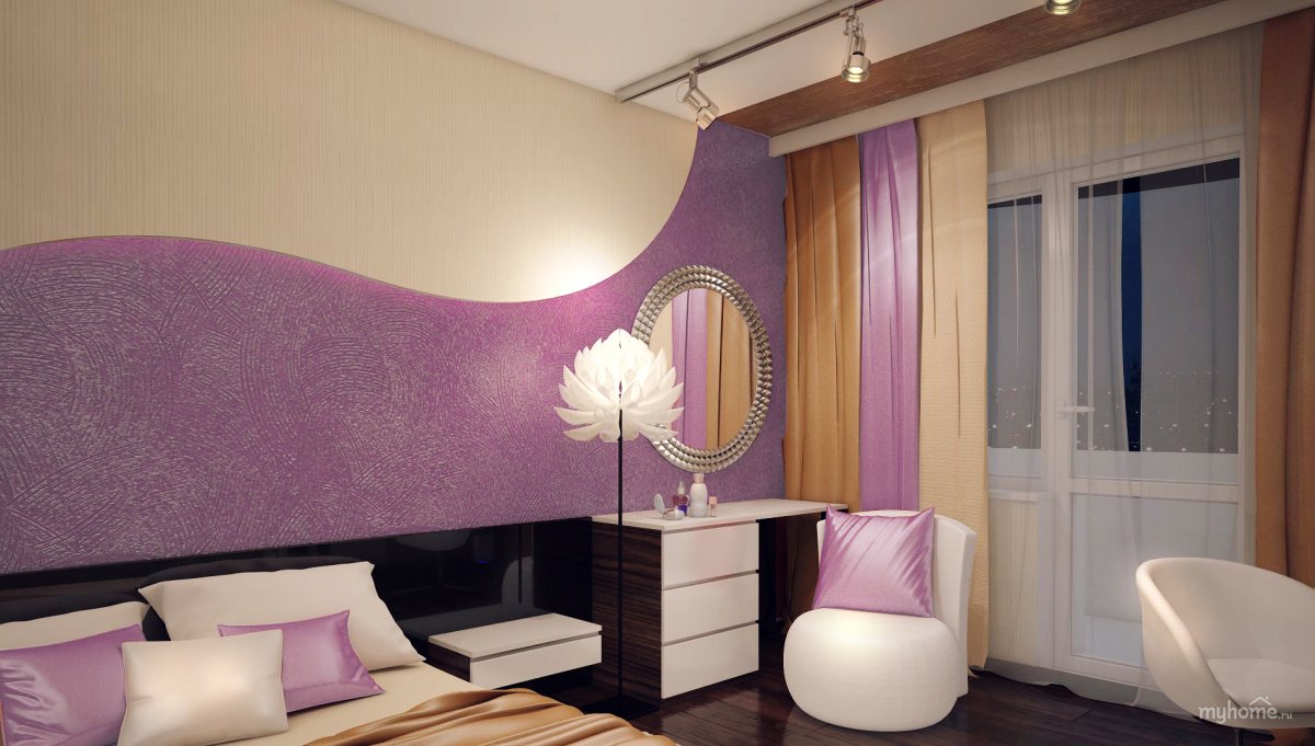 Жидкие обои в интерьере спальни