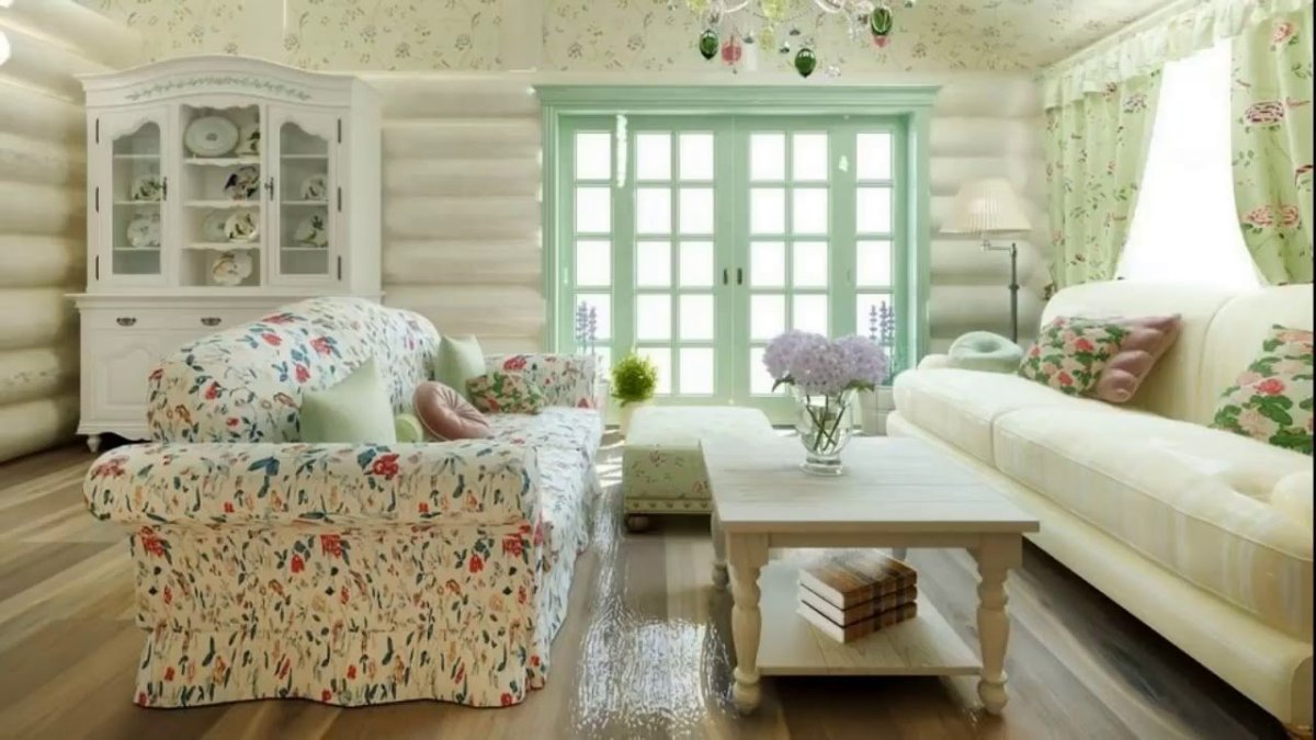 Интерьер кухни в стиле Прованс в загородном доме