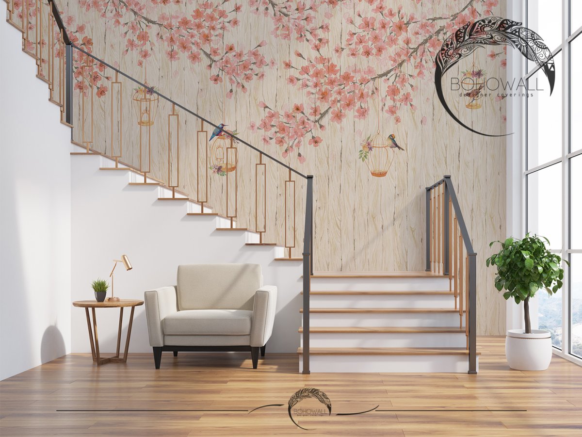 Обои на лестничном пролете