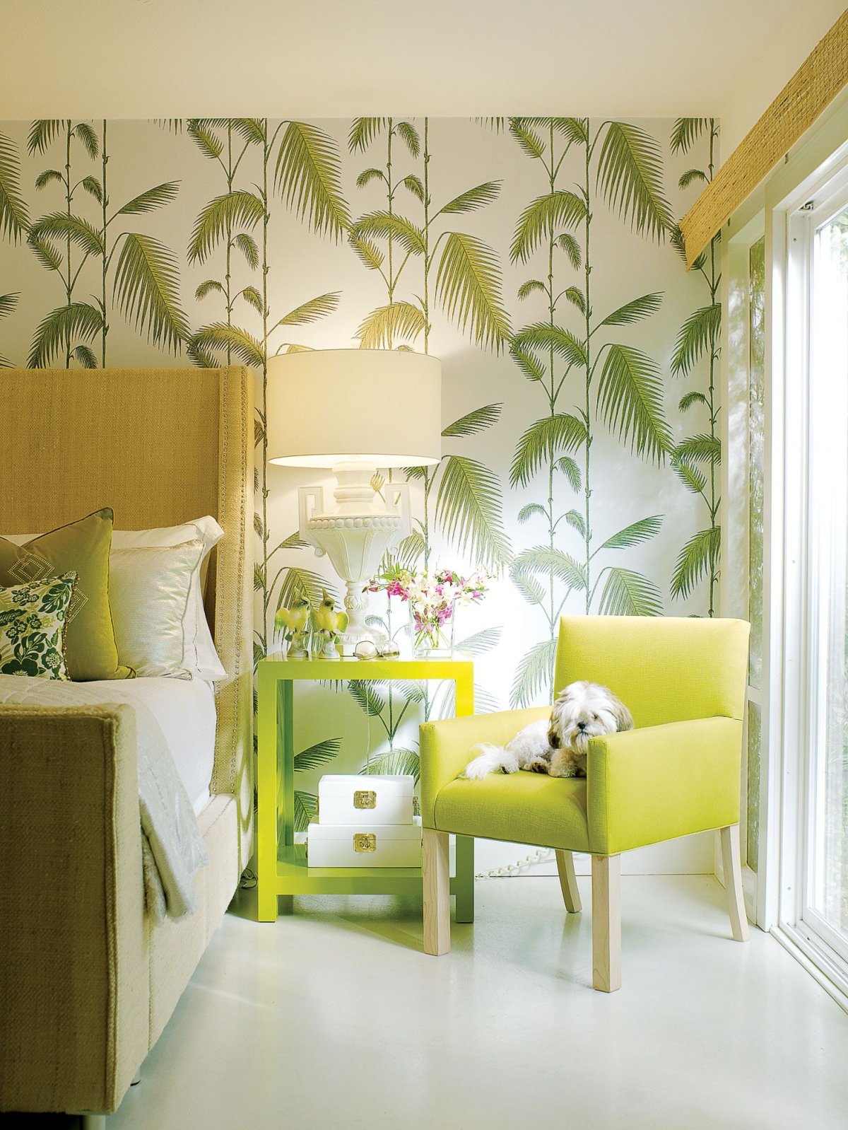 Комната в желто зеленых тонах
