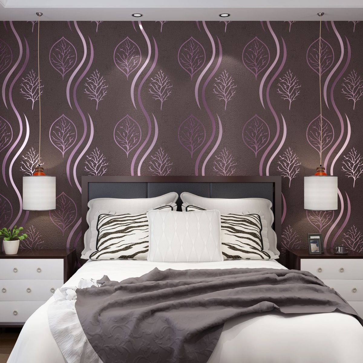 Интерьер комнаты в сиреневом цвете