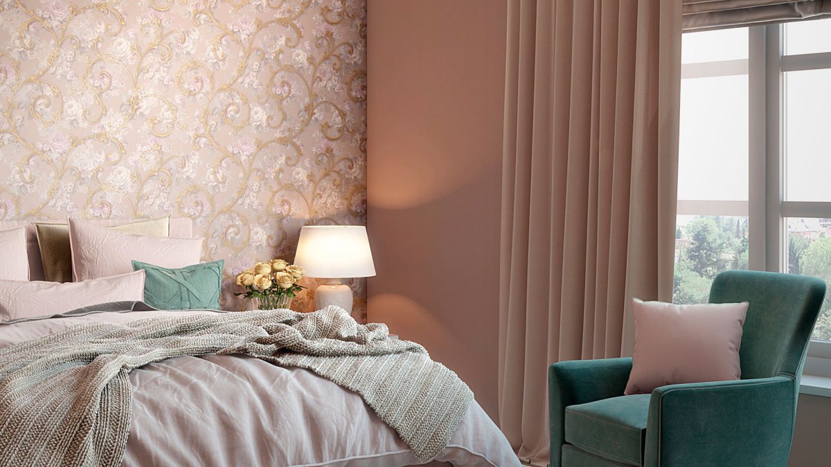 Гостиная в бежево розовых тонах