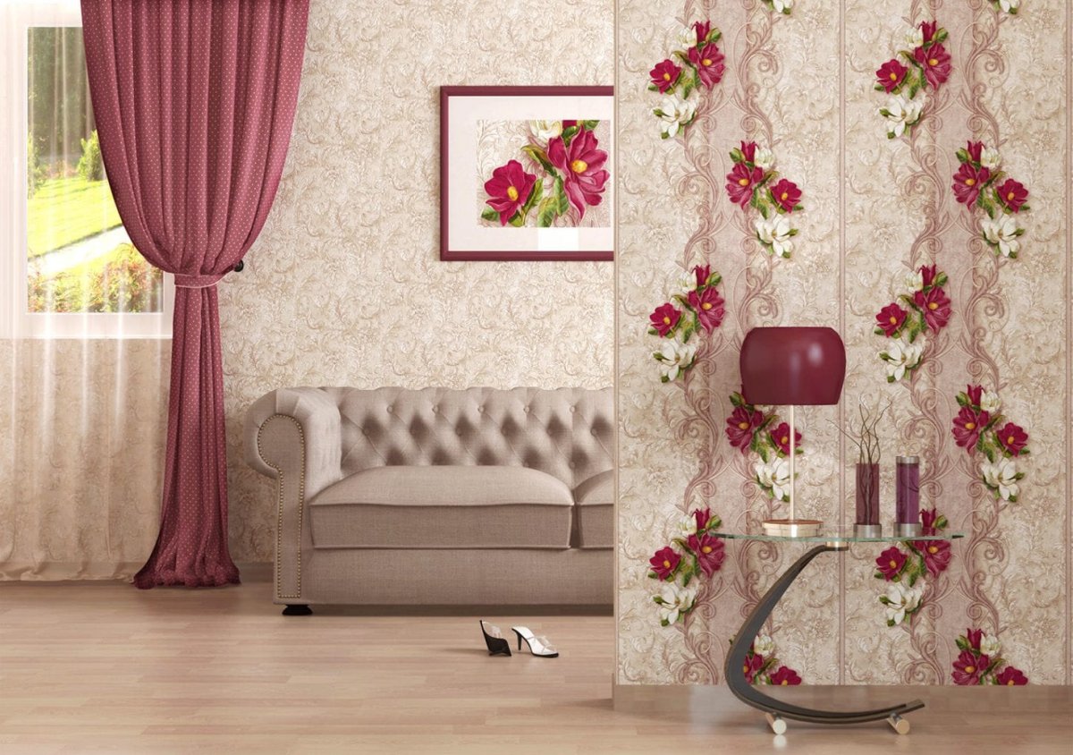 Комбинированные обои для гостиной