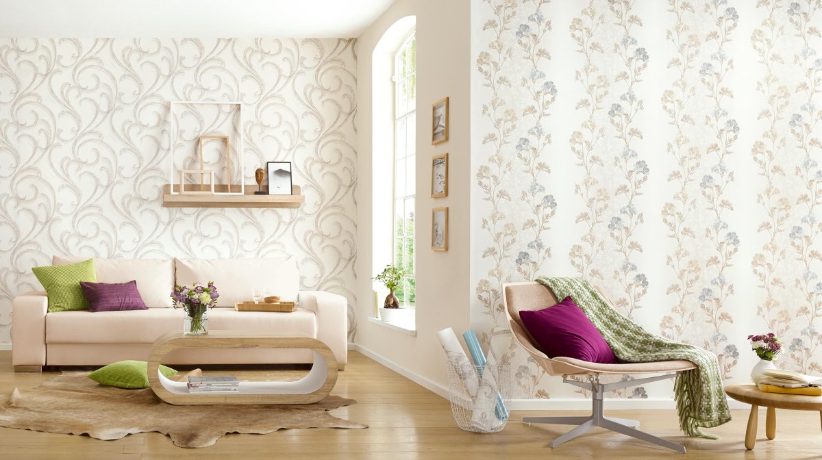 Расцветки обоев для зала