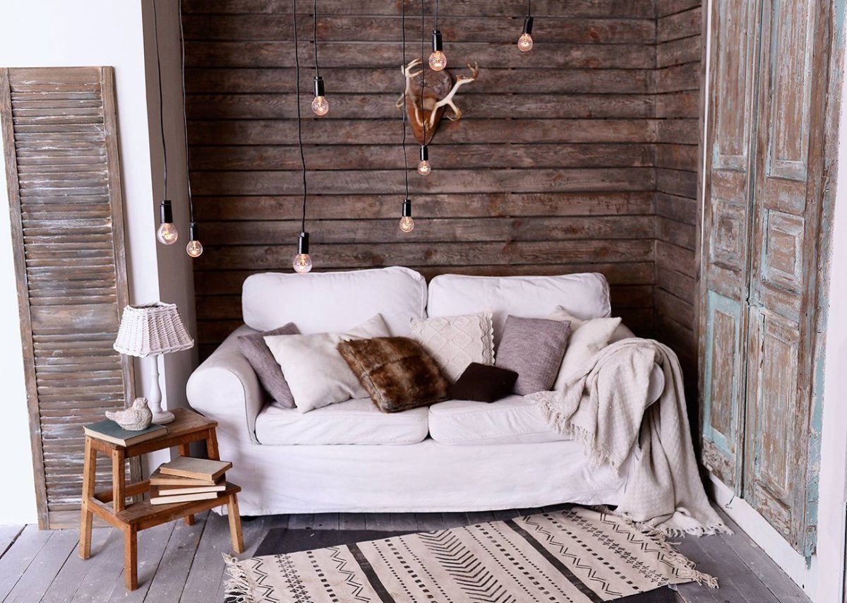 Состаренная вагонка в интерьере
