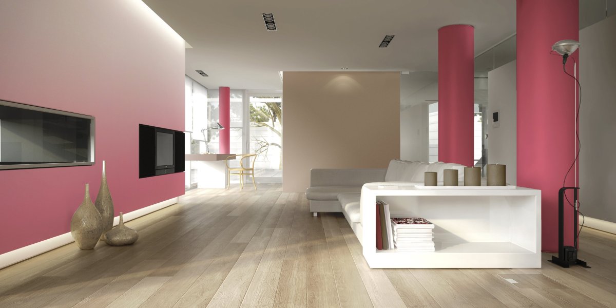 Градиентная стена в интерьере