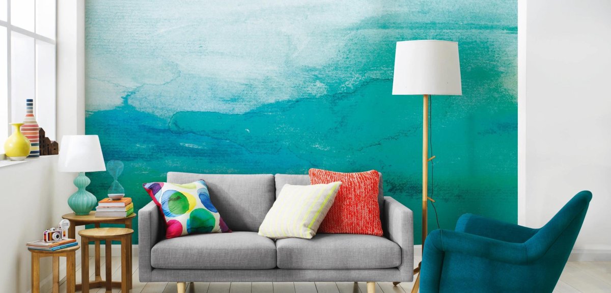 Градиент стены в интерьере гостиной