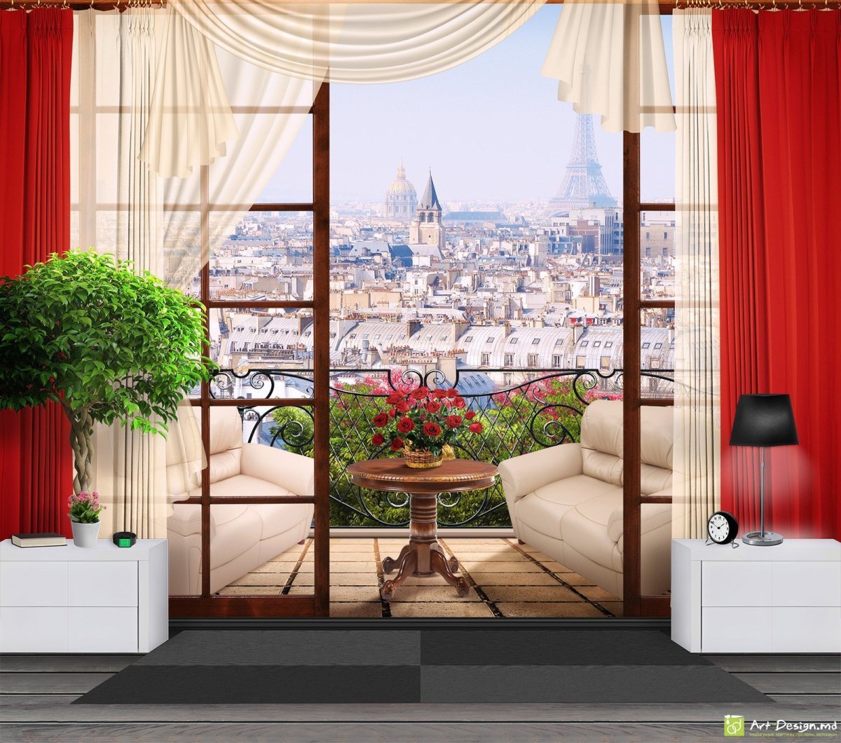 Фреска на стену в в виде окна