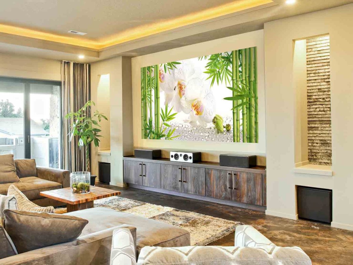 Фотообои бамбук в интерьере гостиной