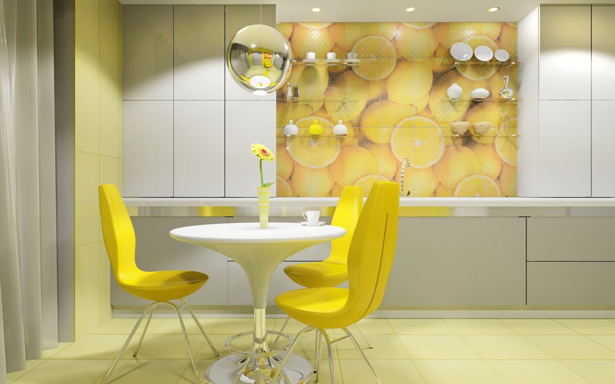 Обои с лимонами на кухню