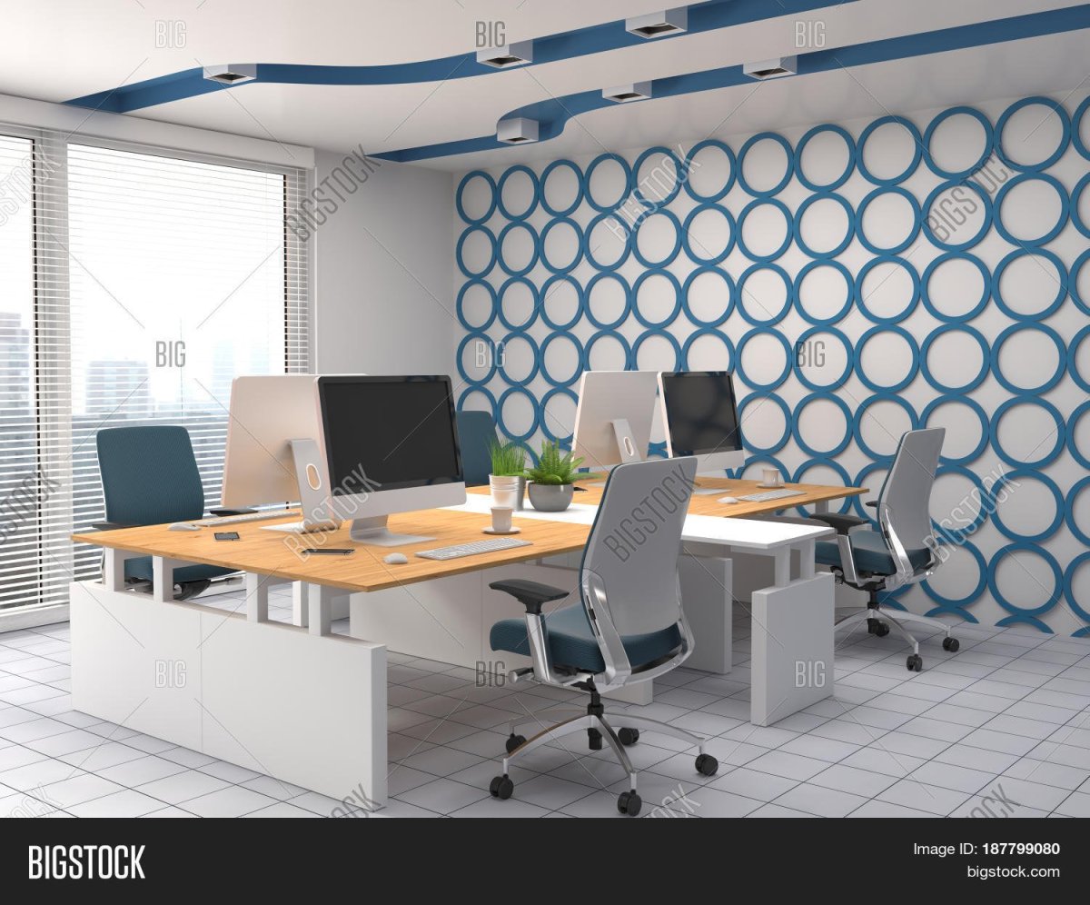 Голубой цвет в интерьере офиса