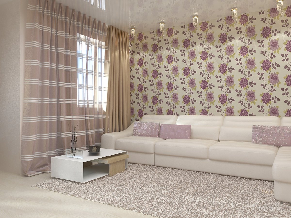 Гостиная в бежево коричневых тонах