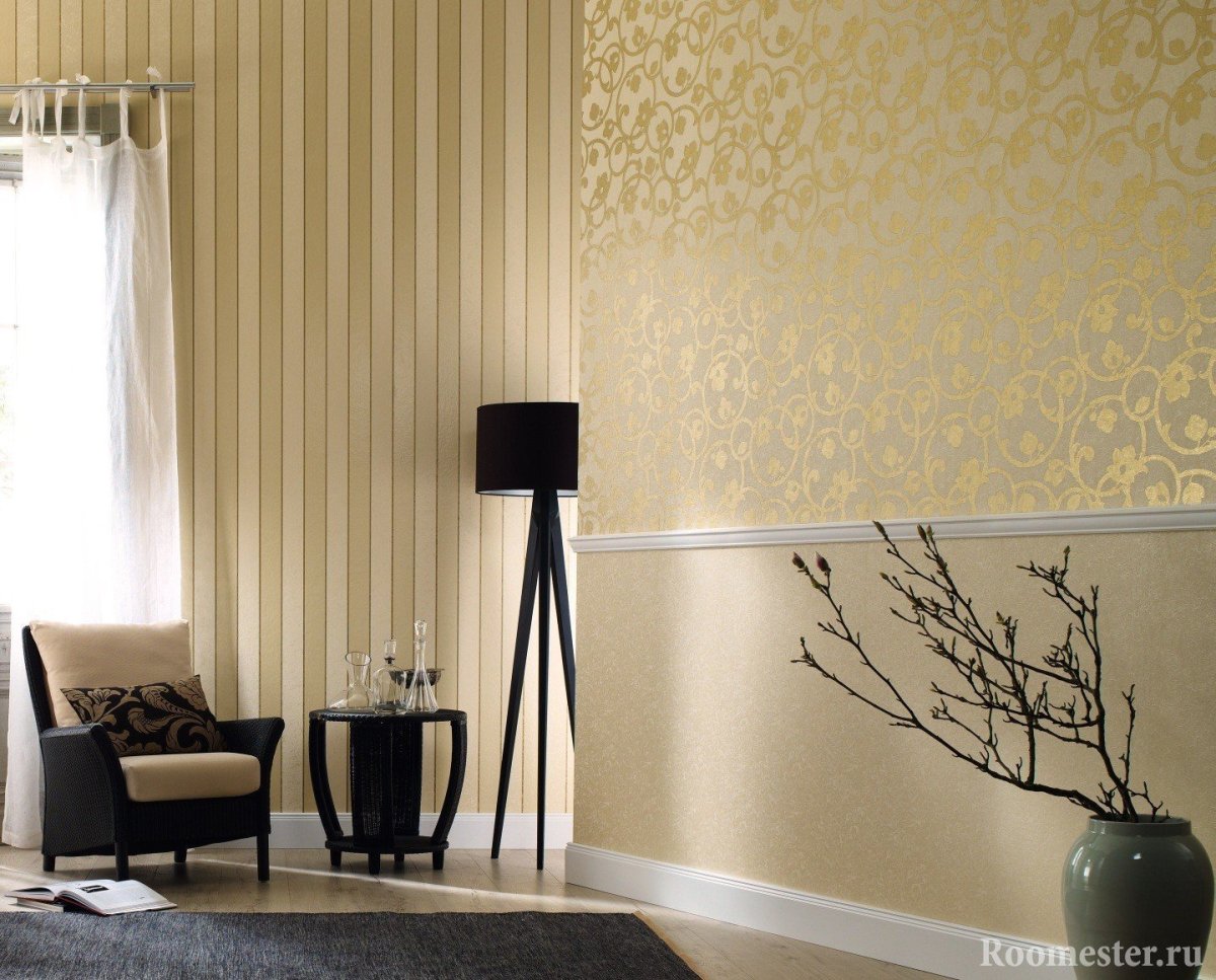 Комбинация обоев в интерьере