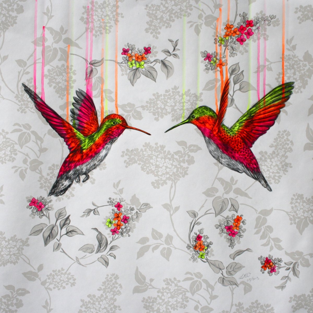 Птицы на бирюзовом фоне