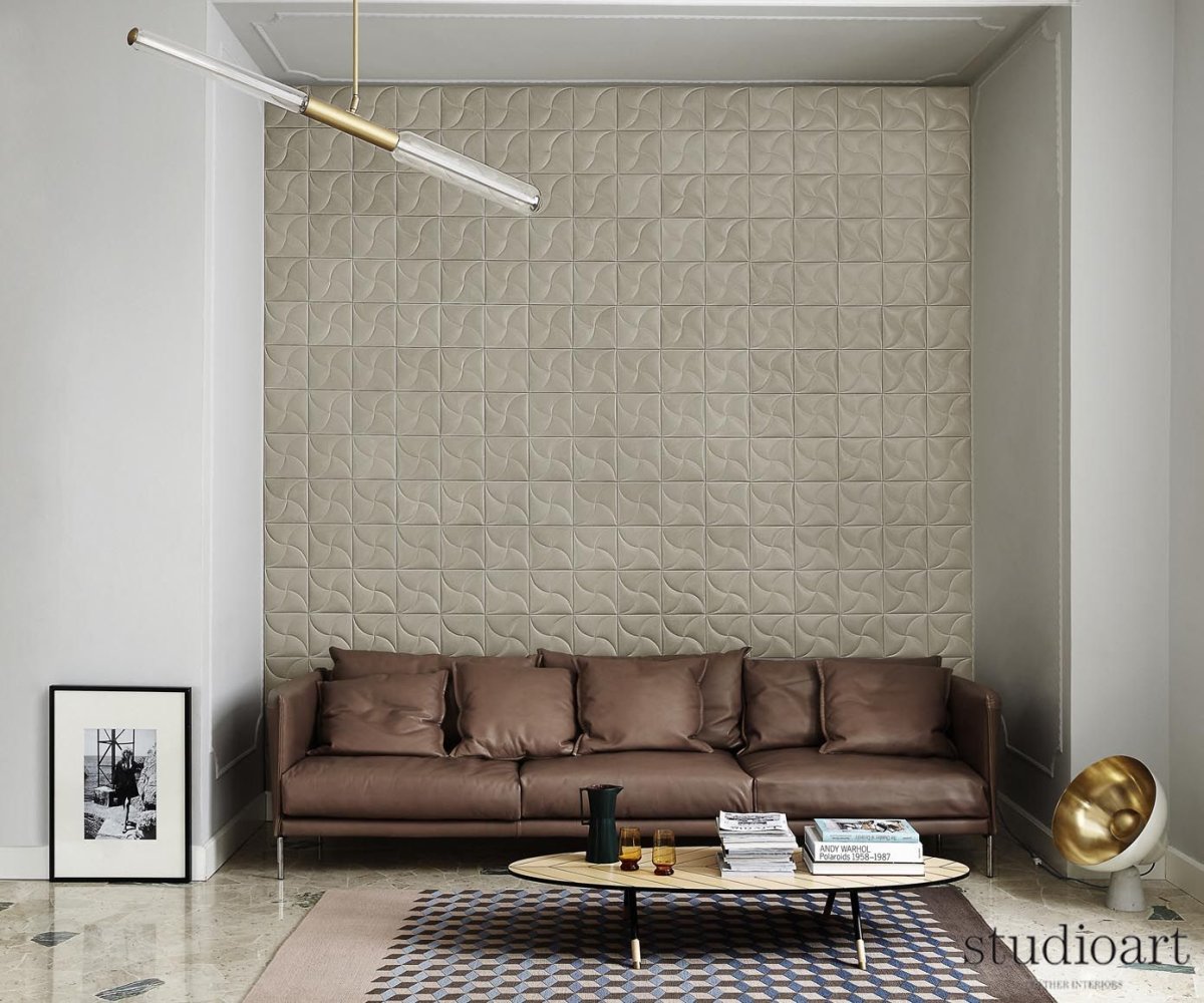 Обои под кожу в интерьере