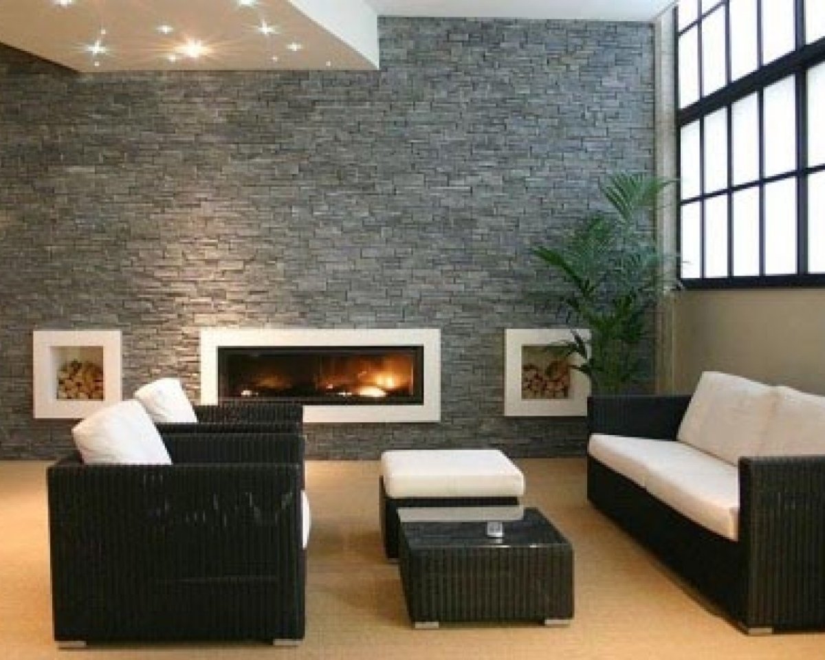 Темный декоративный камень в интерьере