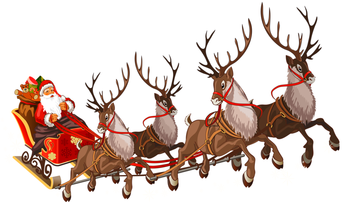 Олени в упряжке Санта Клауса