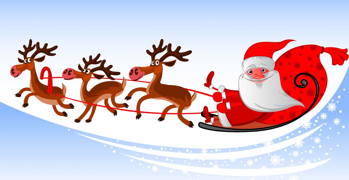 Сани Деда Мороза с оленями