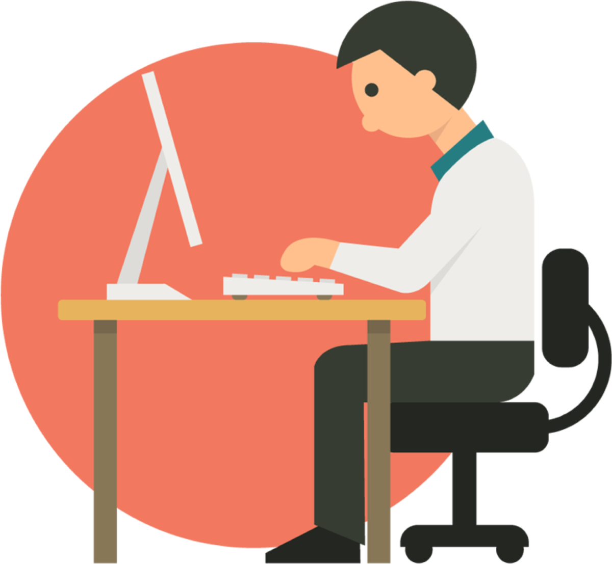 Человек за компьютером вектор