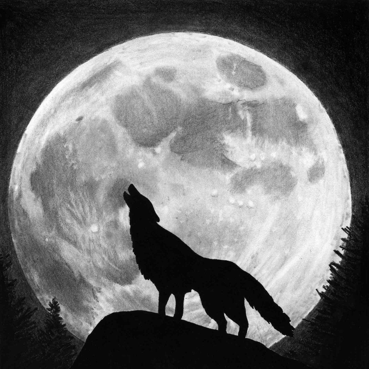 Силуэт на фоне Луны