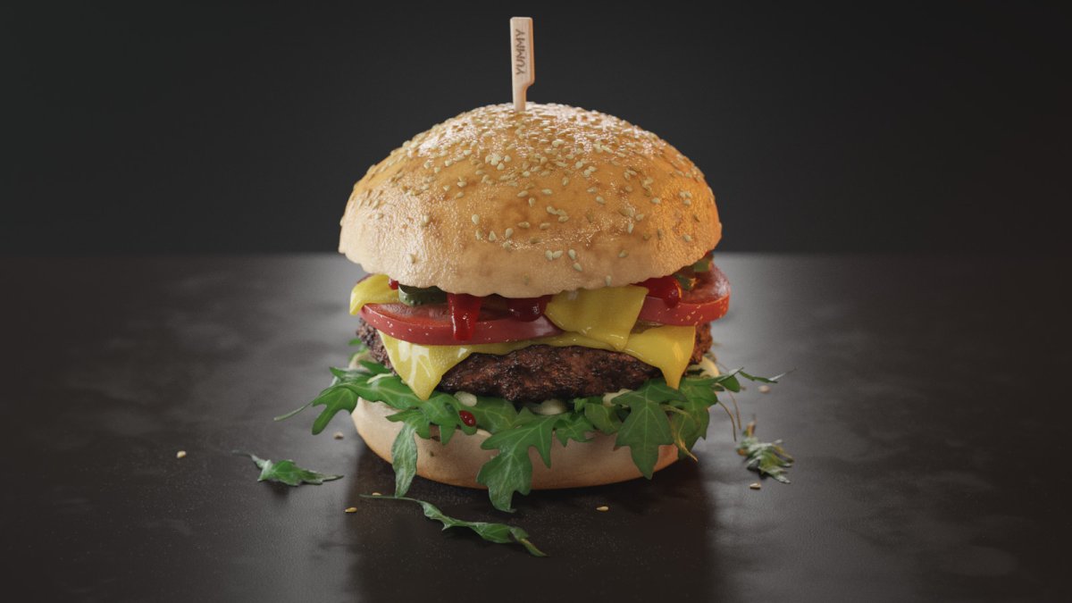 Чизбургер на черном фоне