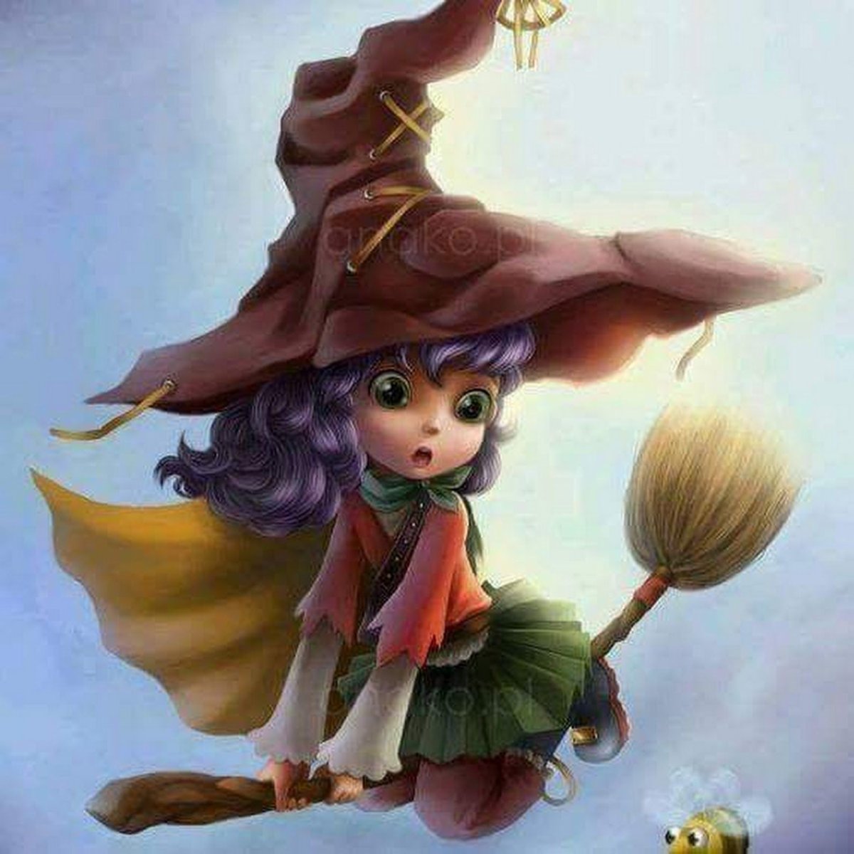 Ведьмочка на метле арт
