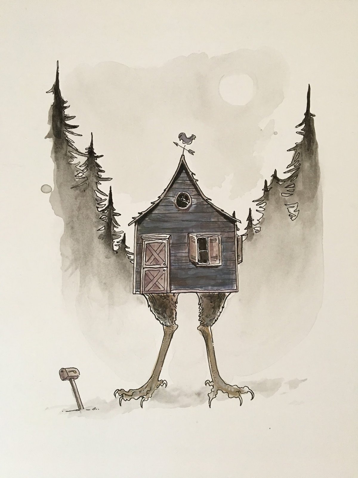 Избушка на курьих ножках в лесу