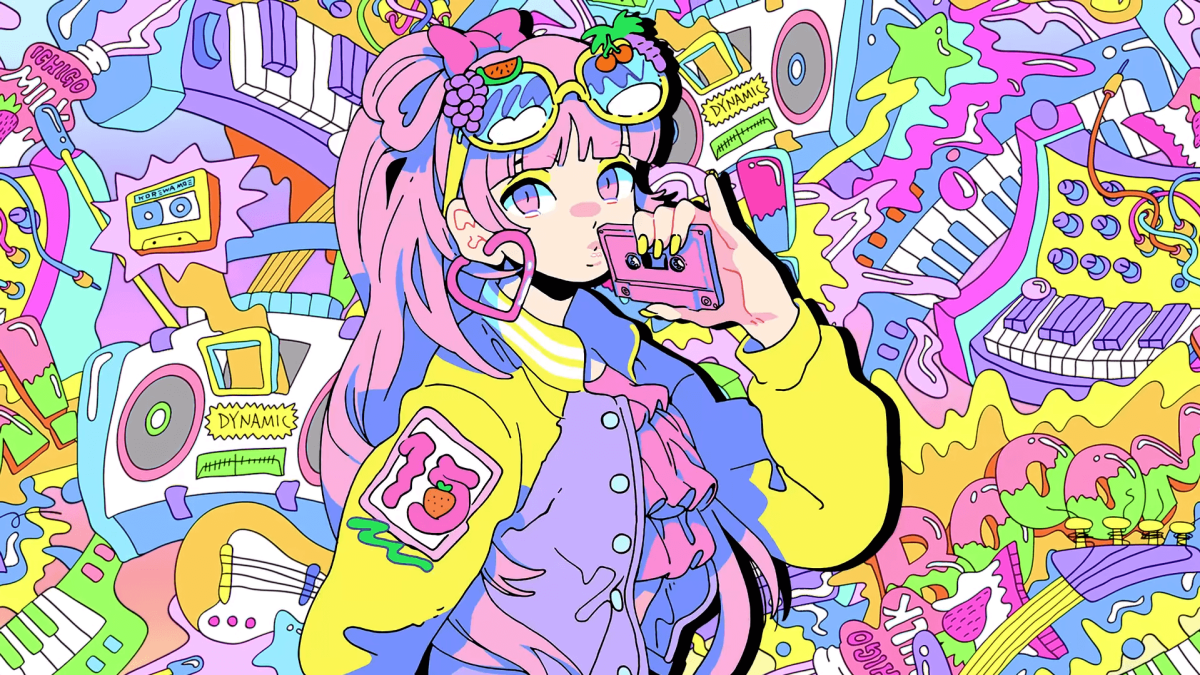 Красочный фон в стиле аниме