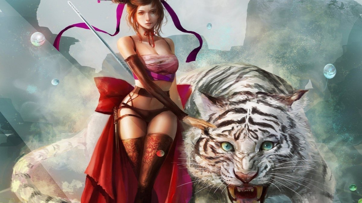 Фотосессия Сиенна Миллер с тигром