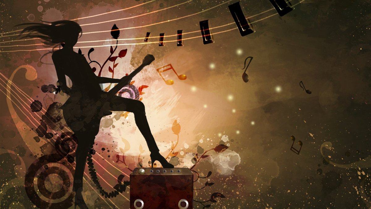 Скрипичный ключ и гитара