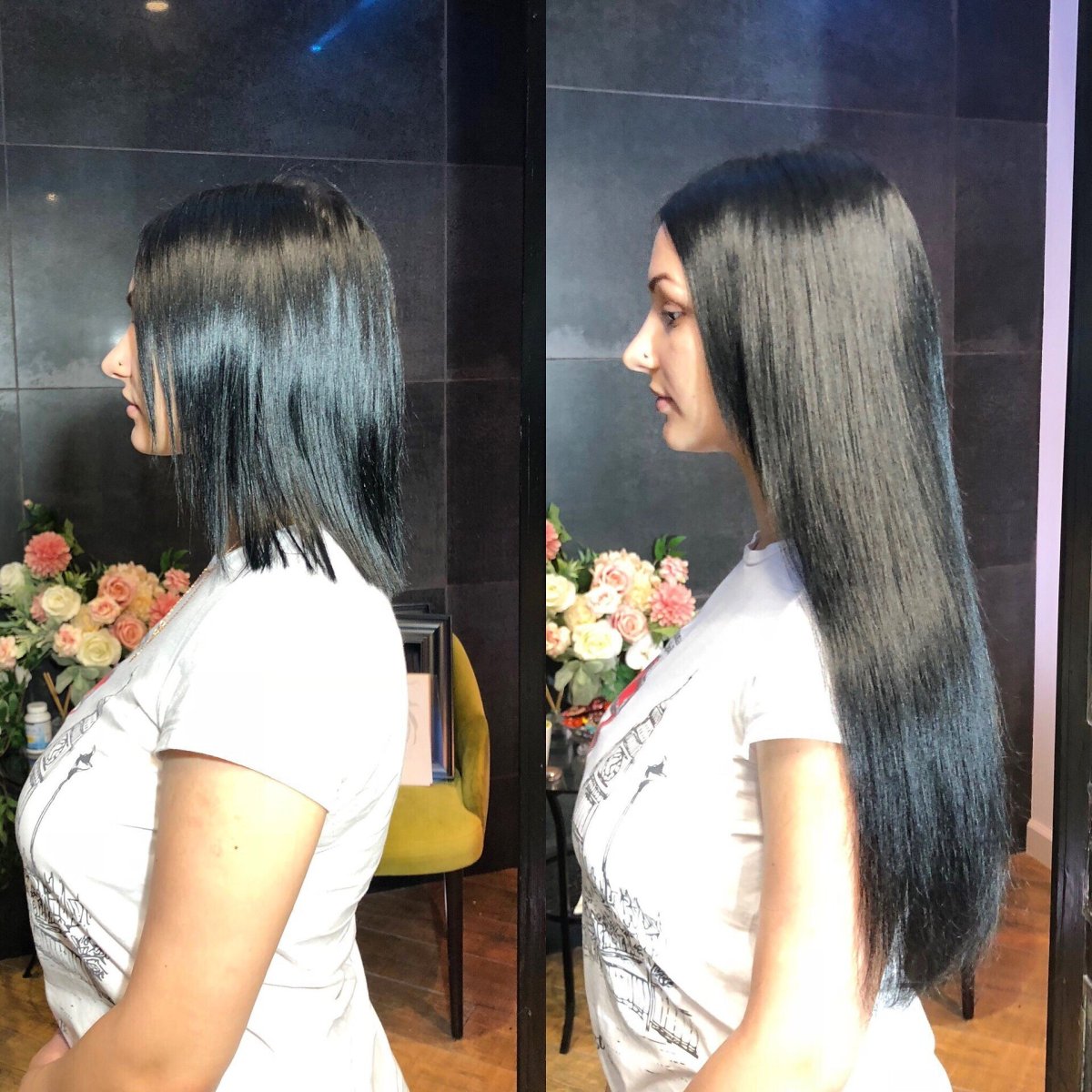 Нарощенные волны до и после