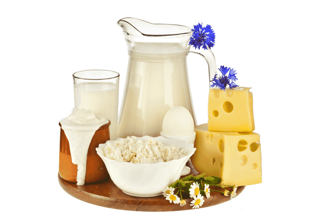 Молочная продукция на прозрачном фоне