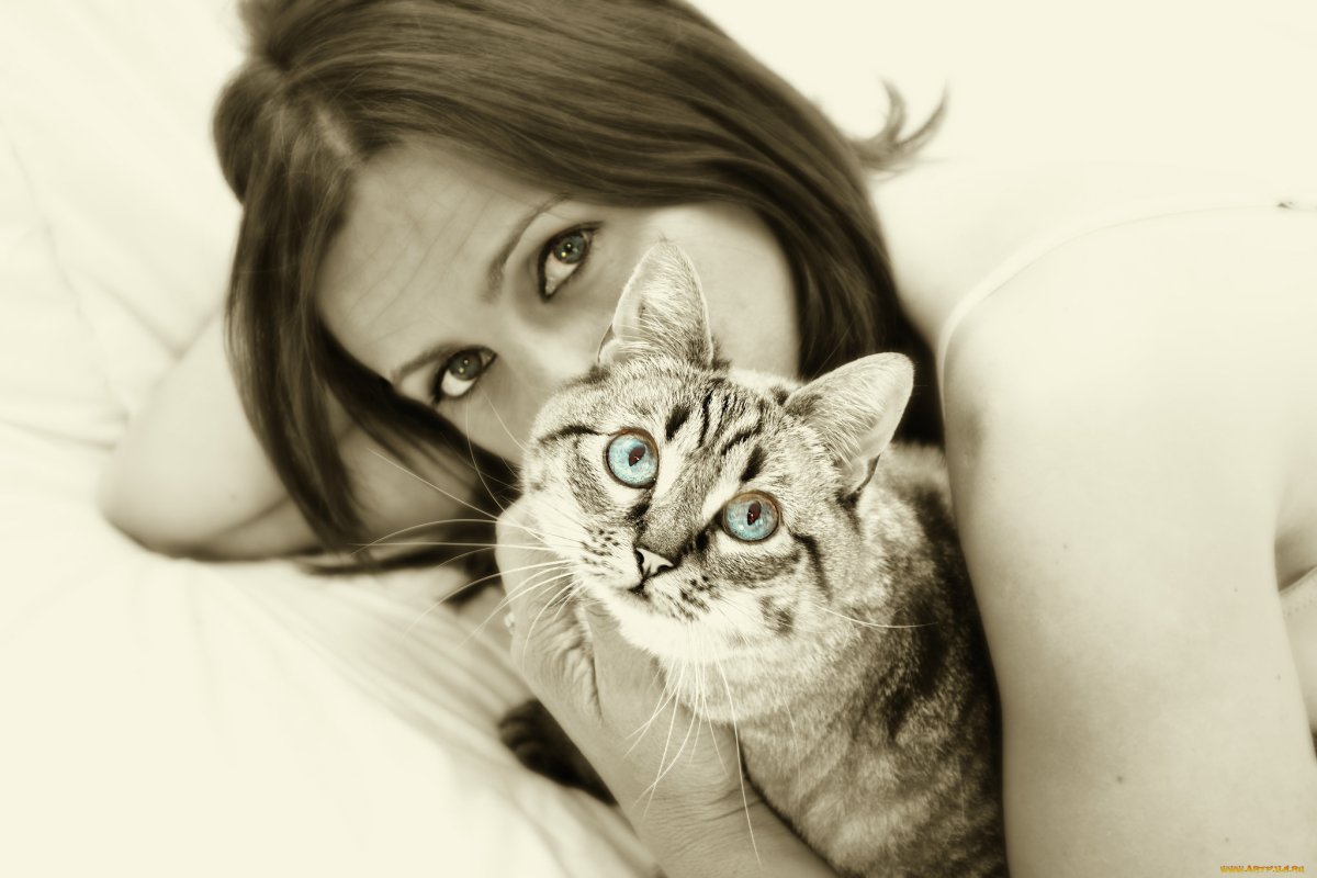 Женщина с кошкой на руках
