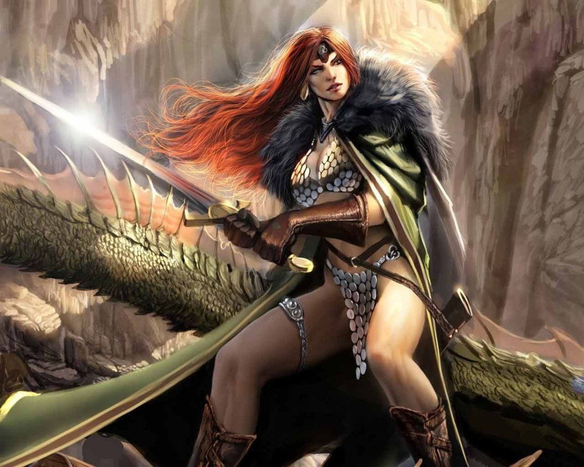 Рыжая воительница Валькирия арт