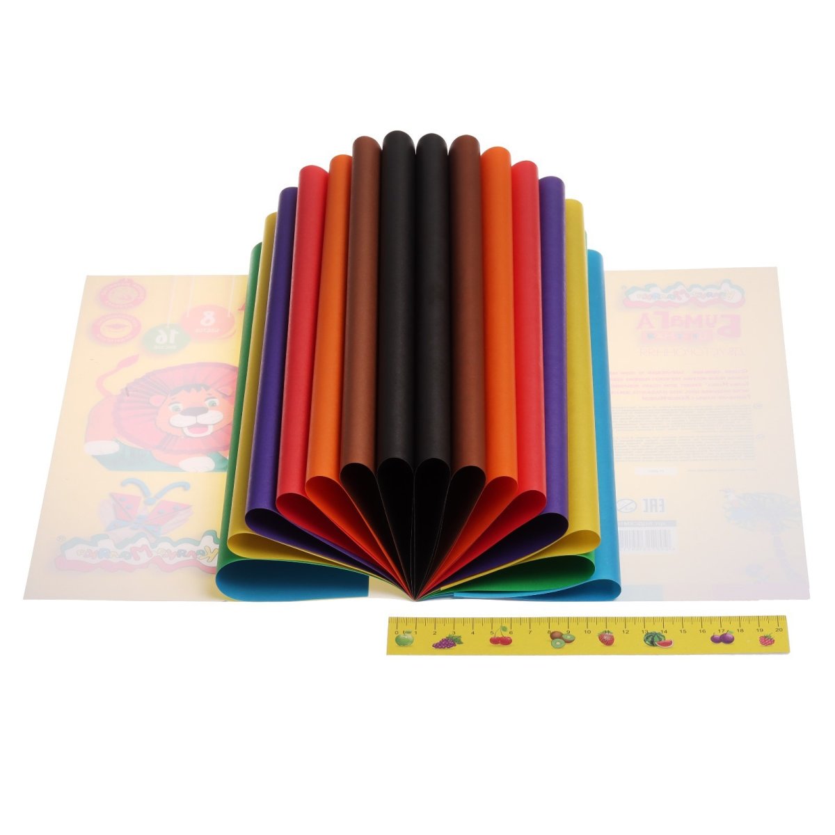 Бумага цветная а4, 16 листoв, 8 цветов «Каляка-Маляка»