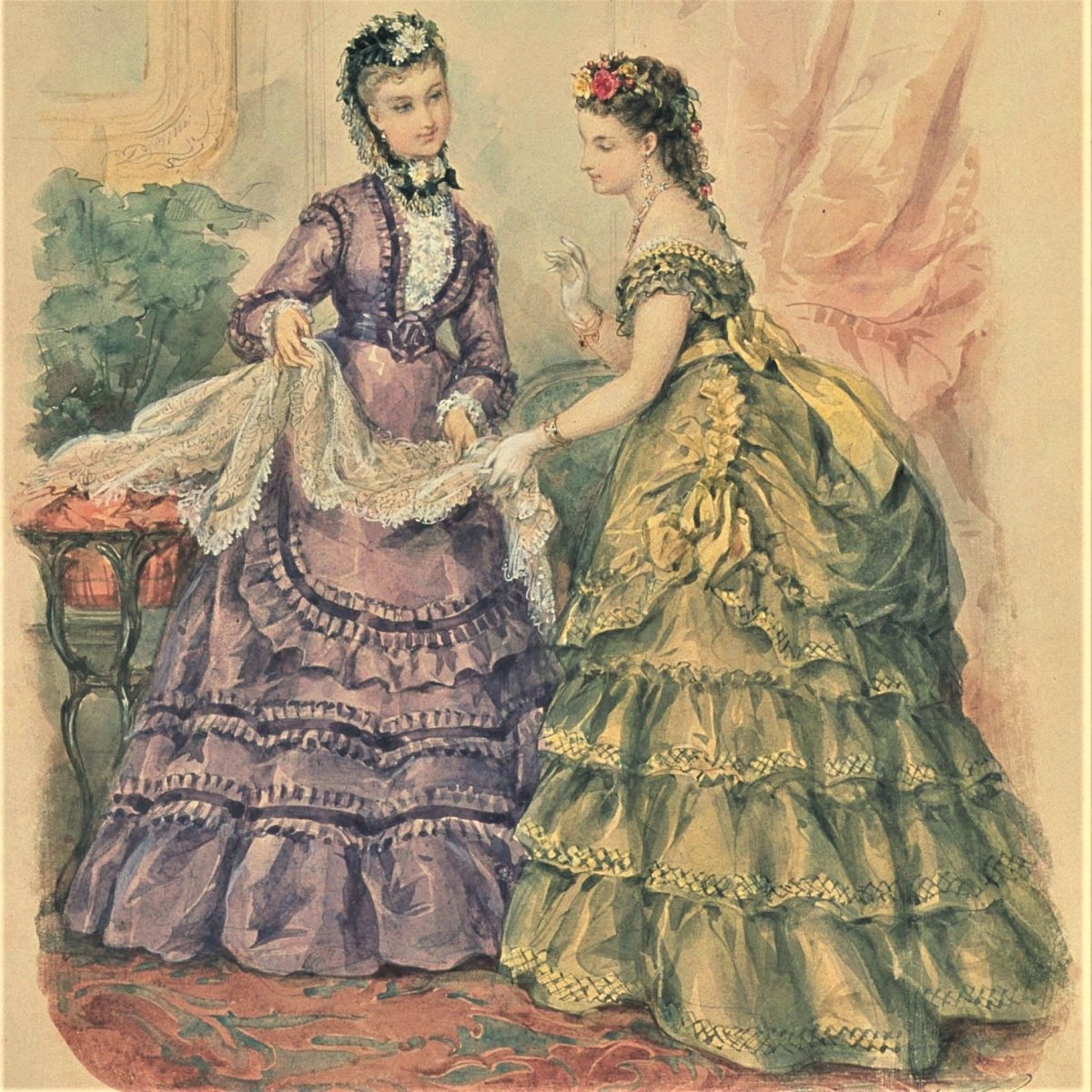 Викторианское платье 1870 анфас