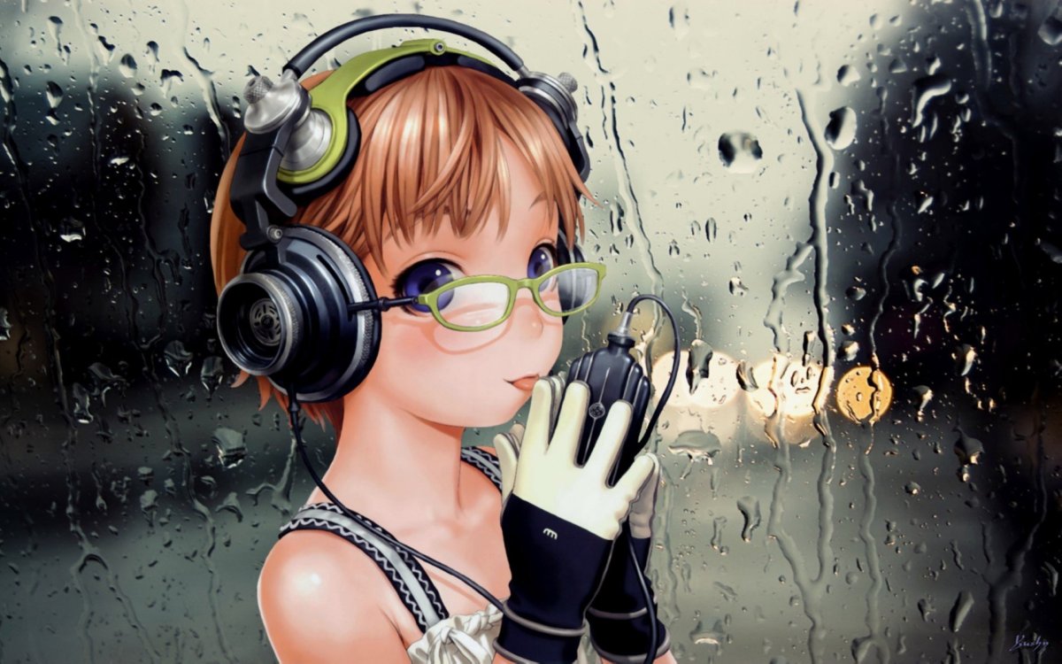 Красивая девушка в наушниках