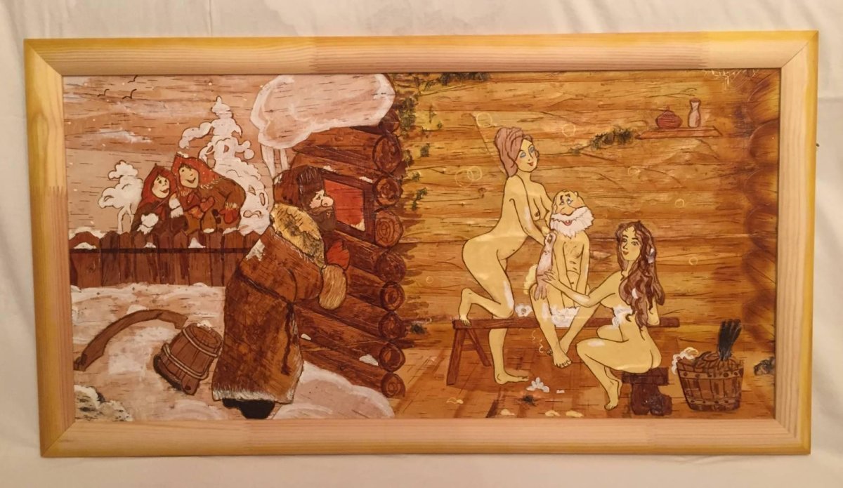Панно из бересты для бани