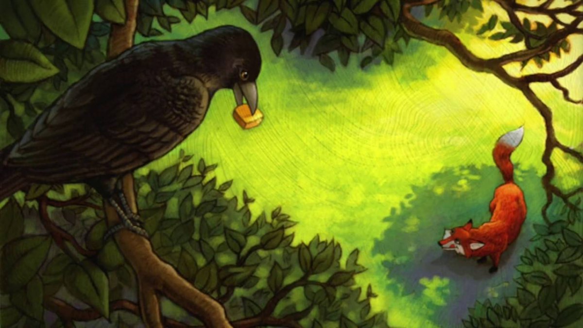 Ворона и лиса карикатура