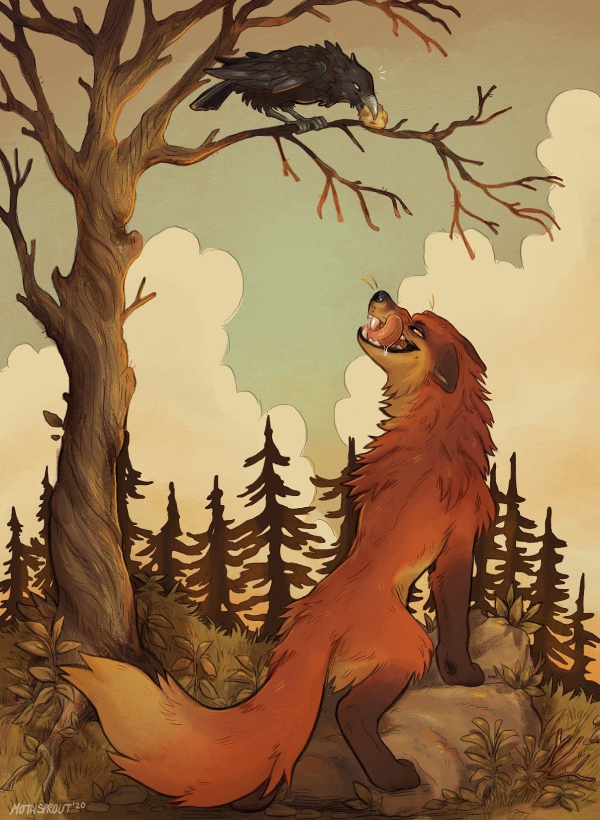 Басня Крылова ворона и лисица