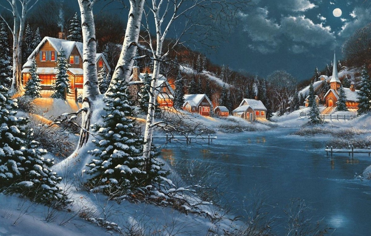 Сказочный домик в зимнем лесу