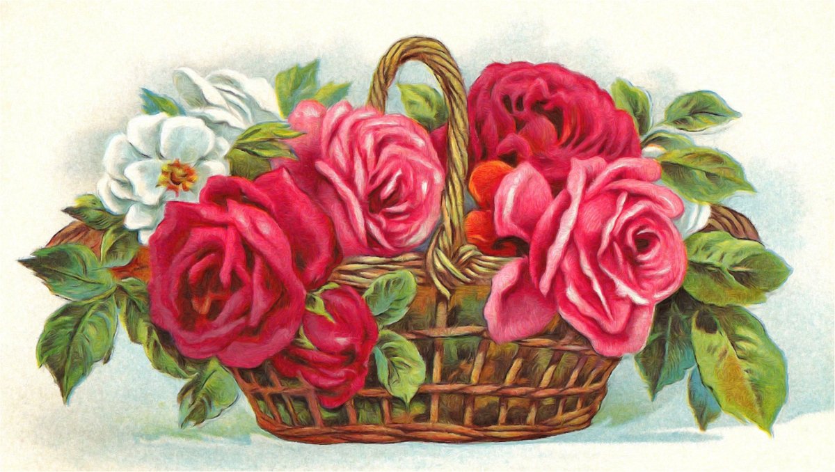 Цветы в корзине рисунок