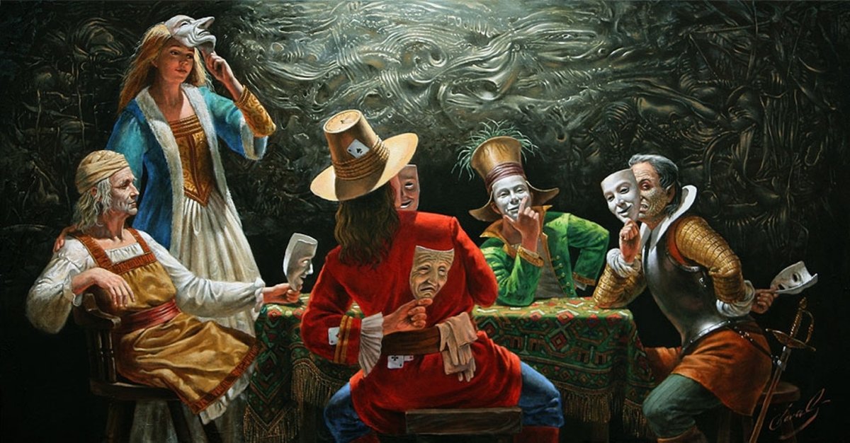 Девушка в куче масок