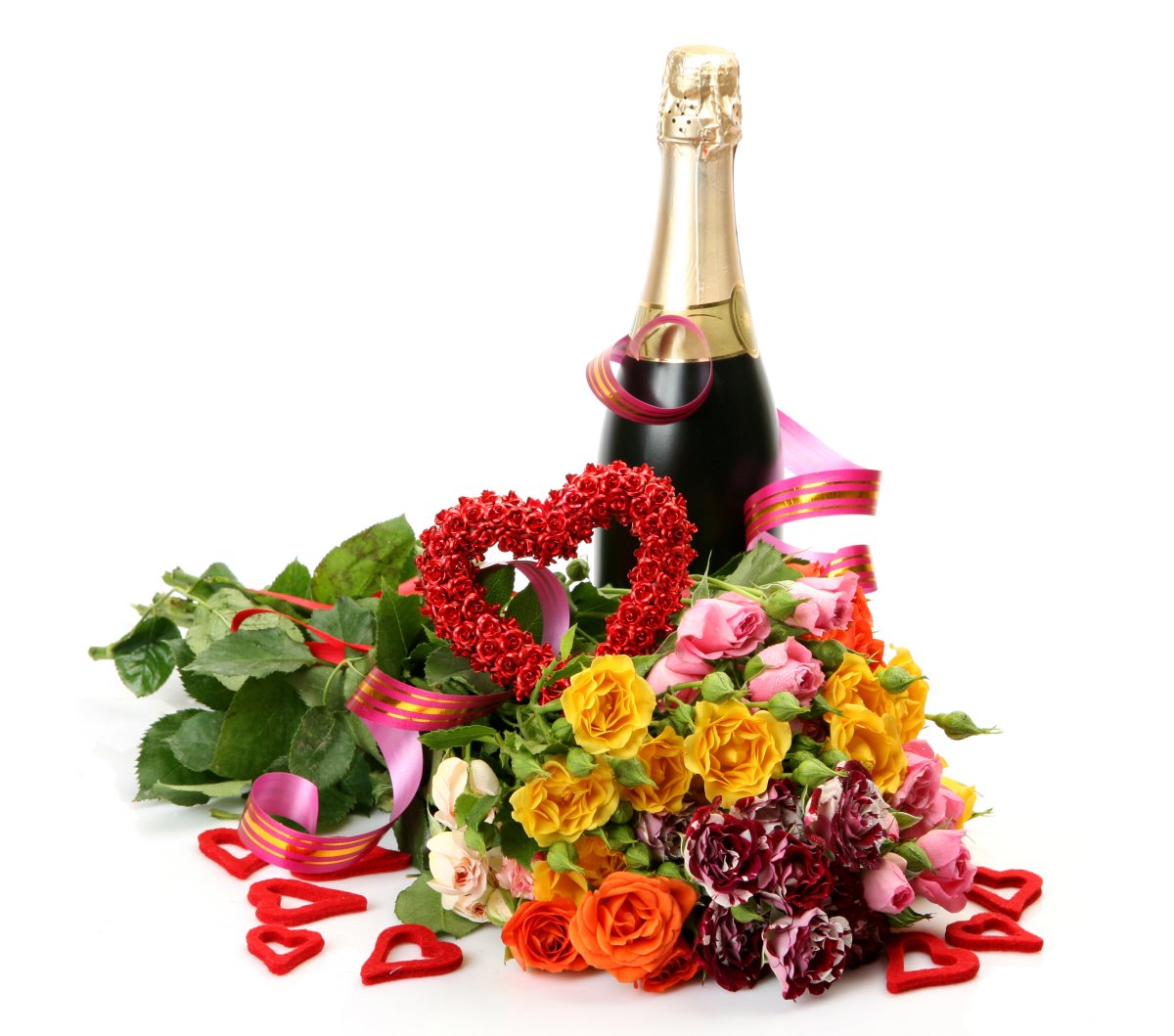 Торт шампанское цветы